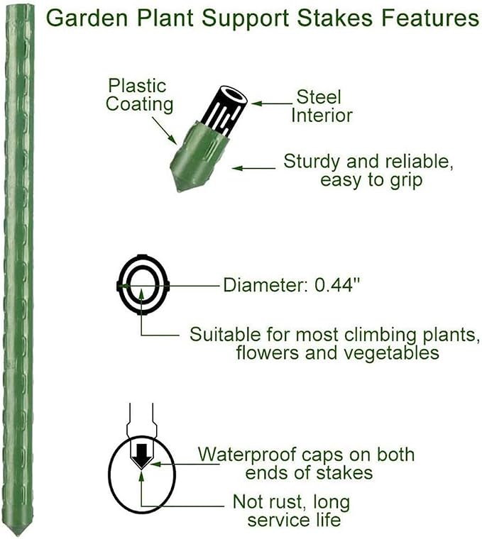 2Feet 24inch Garden Stakes Sturdy Plant Sticks Support Tomato Stakes - Image 5