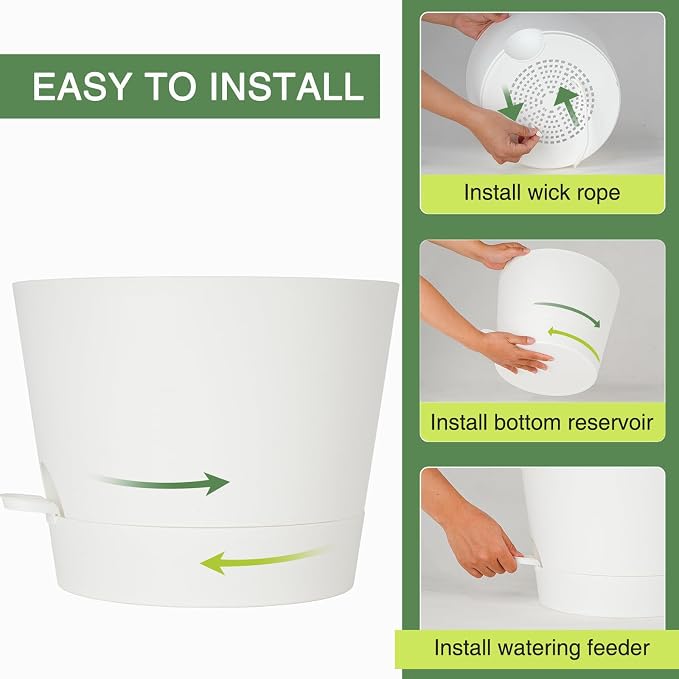 12inch Large Self Watering Plant Pot, Plastic Cylinder Planter - Image 6