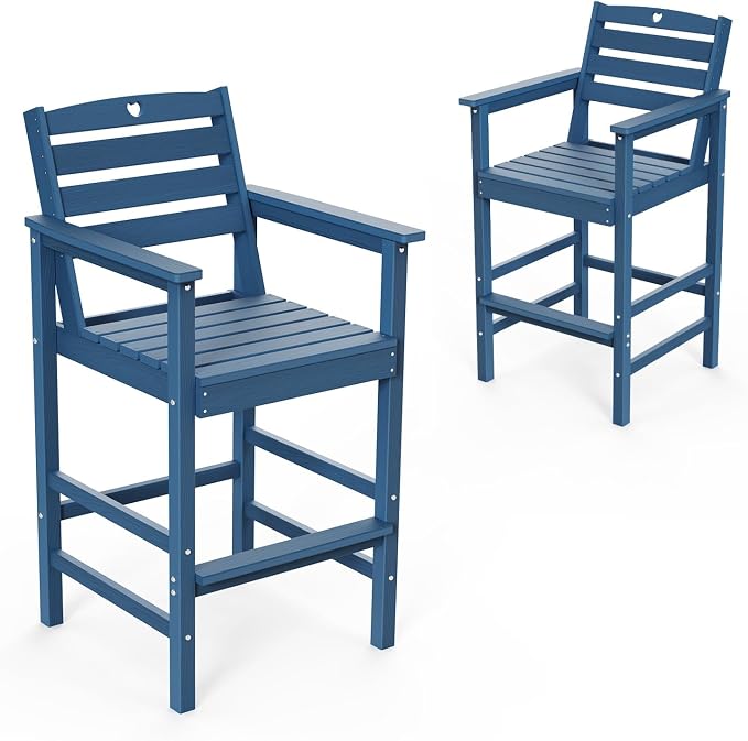 Patio Bar Table, Adirondack Chairs and Table 2 Pieces Set, Bar Height Chairs by Orbcove