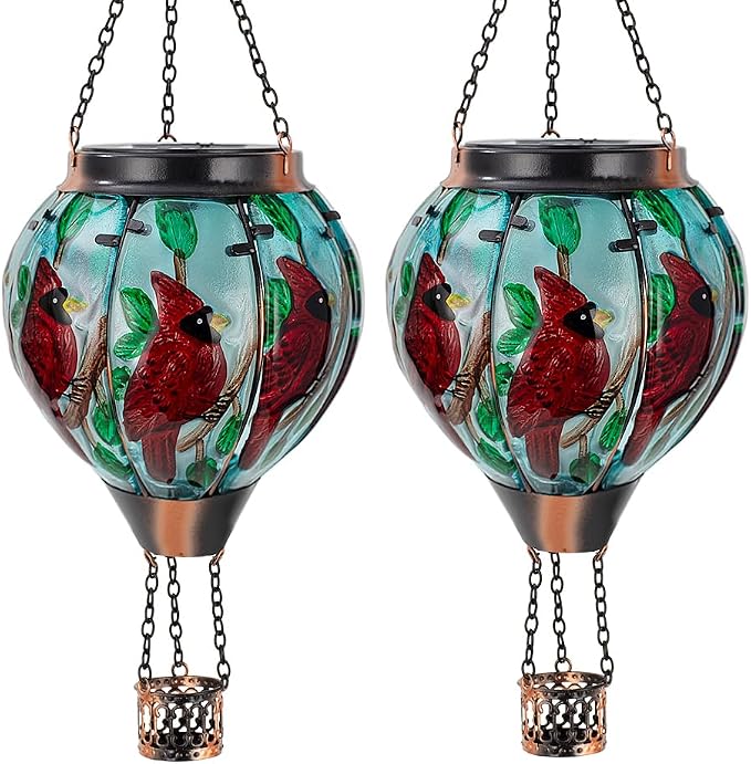 2 PCS Cardinal Hot Air Balloon Solar Lantern by YELENEW