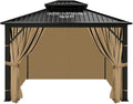 slashome 10'x12' Gazebo Curtains Outdoor Waterproof, Khaki Universal by SLASHOME