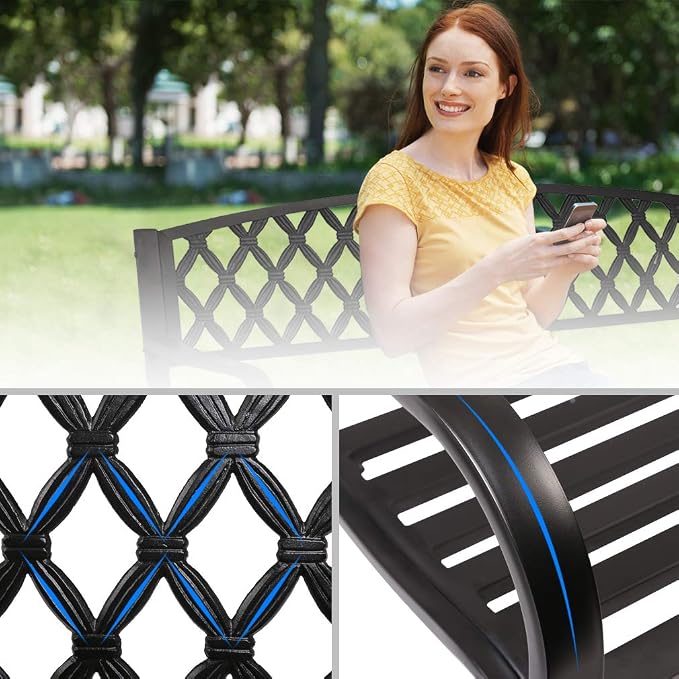 FDW Park Bench Metal Bench 50 Garden Bench Chair Outdoor Benches Clearance - Image 4
