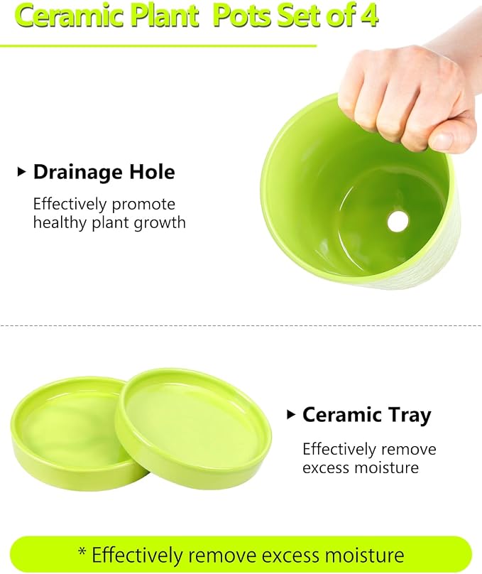 EFISPSS 5 Inch Ceramic Plant Pots Indoor, Planters - Image 3