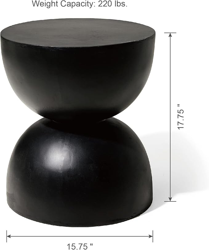 Glitzhome Outdoor Side Table, Round Accent End Table, Lightweight Hourglass - Image 2