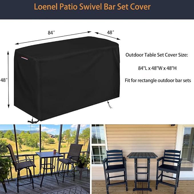 Outdoor Bar Table Set Cover, Waterproof Patio Furniture Covers Outdoor Dining - Image 2