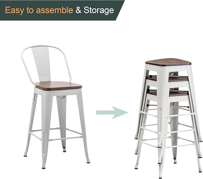 Alunaune 30" Swivel Metal Bar Stools Set of 4 High Back Counter Height - Image 9