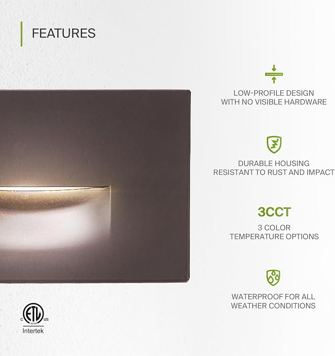 ASD LED Recessed Step Light Fixture, Outdoor & Indoor Stair Tread Lighting | - Image 3
