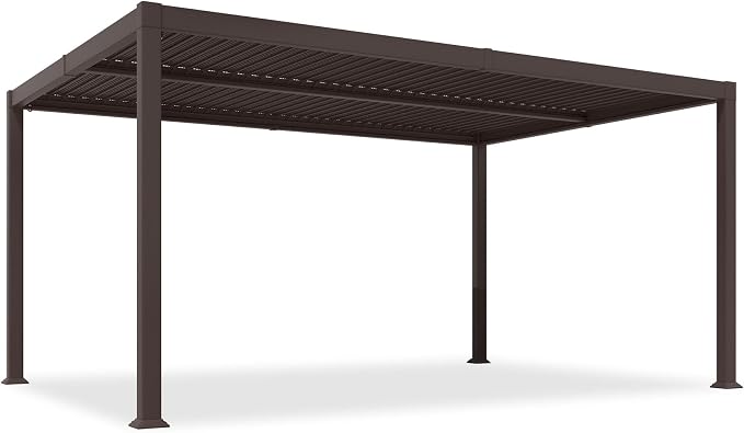 PURPLE LEAF 13' x 15' Louvered Pergola Outdoor Adjustable Louvre Shade Modern - Image 2