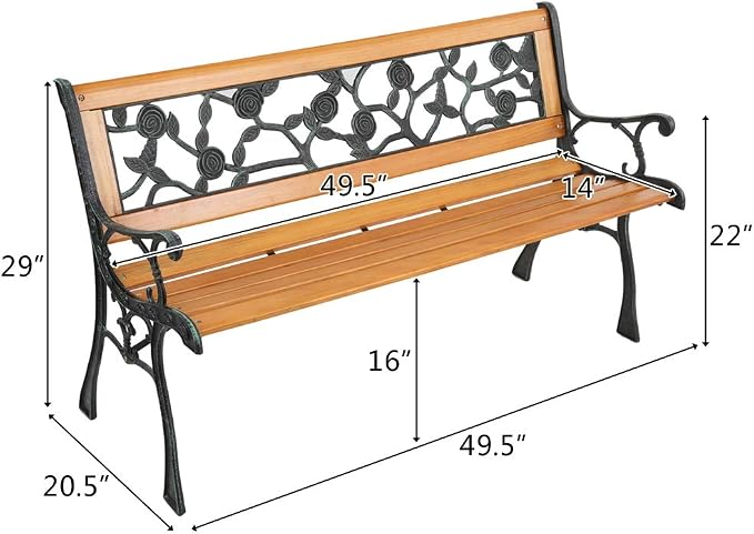 Patio Bench, Outdoor Garden Bench Park Bench, Patio Bench Chair - Image 3
