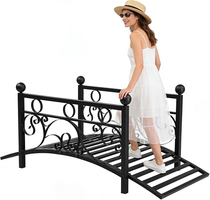 40.16" Metal Arch Garden Bridge, Ourdoor Decorative Iron Foot Bridge by Unknown