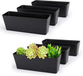 GREANER 6 Pack Herb Planters, 12x3.8 Inch Black Rectangle Window Boxes by GREANER