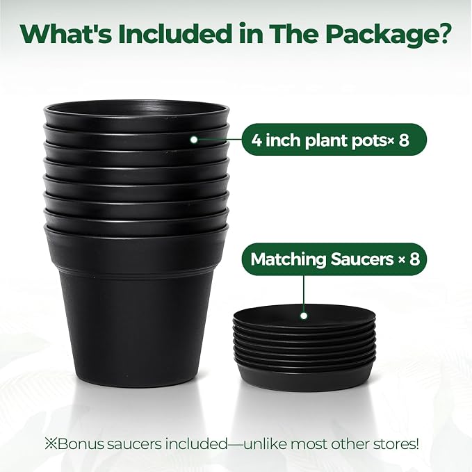 T4U 4 Inch Plant Pots 8-Pack, Small Flower Pots - Image 6