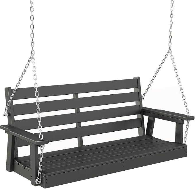 IVY&LANE Outdoor Porch Swing | HDPE Plastic | 2-Person | Hanging Bench Swings | by IVYLANE