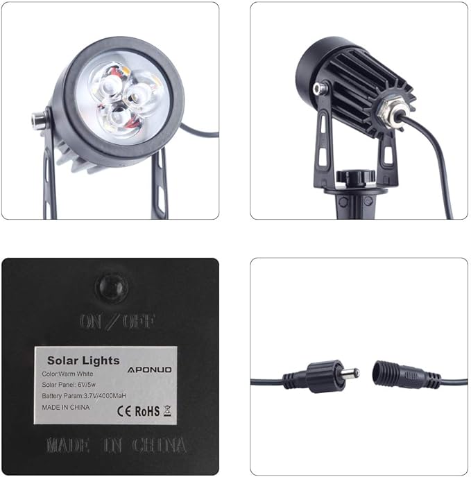 APONUO Solar Spotlights Landscape Lights Low Voltage Outdoor Solar Spotlight - Image 5
