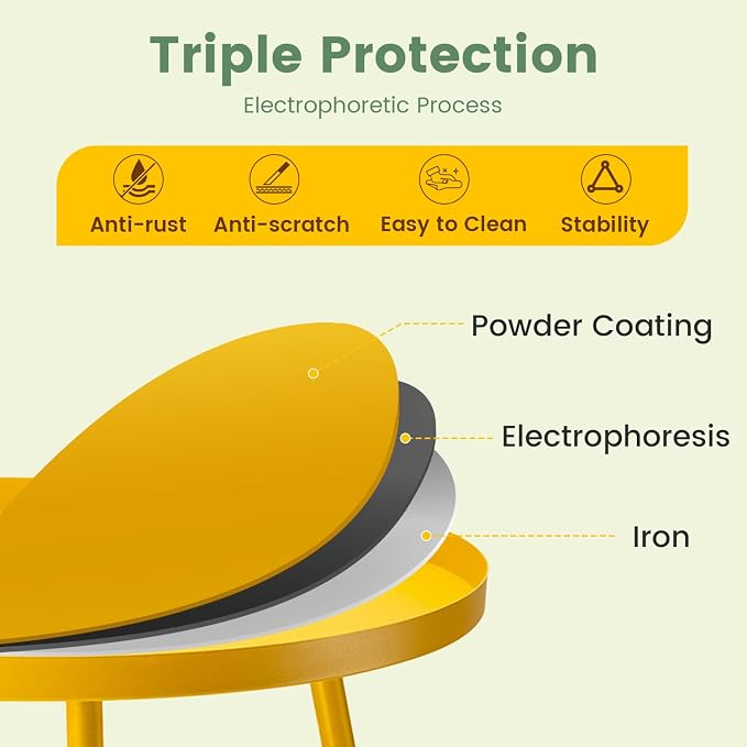 danpinera Outdoor Side Tables, Weather Resistant Steel Patio Side Table - Image 4