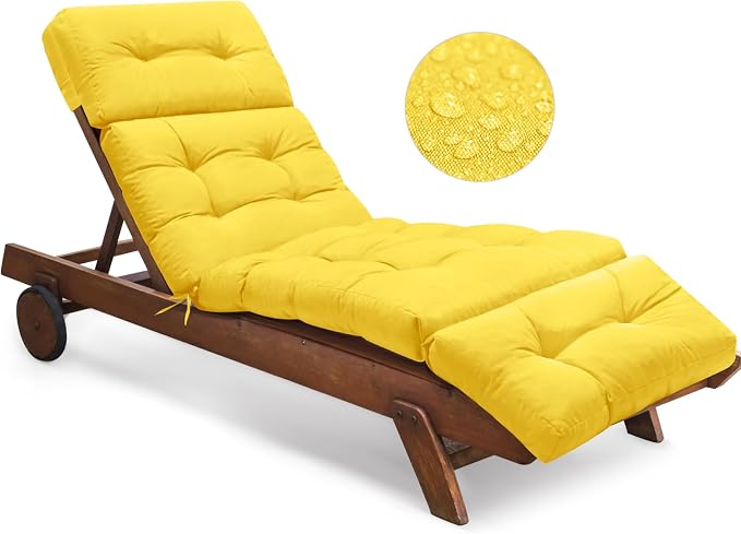 Waterproof Outdoor Chaise Lounge Chair Cushion 74.4 x 22 x 4.7 Inches Memory by Tycdiose