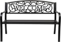 VINGLI Outdoor Bench for Patio Metal Garden Bench w/PVC Back Pattern by VINGLI