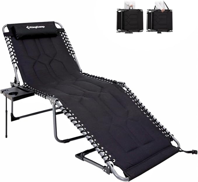 KingCamp Oversize Lounge Chair Outdoor, Extra Large Padded Folding 5 Positions by KingCamp