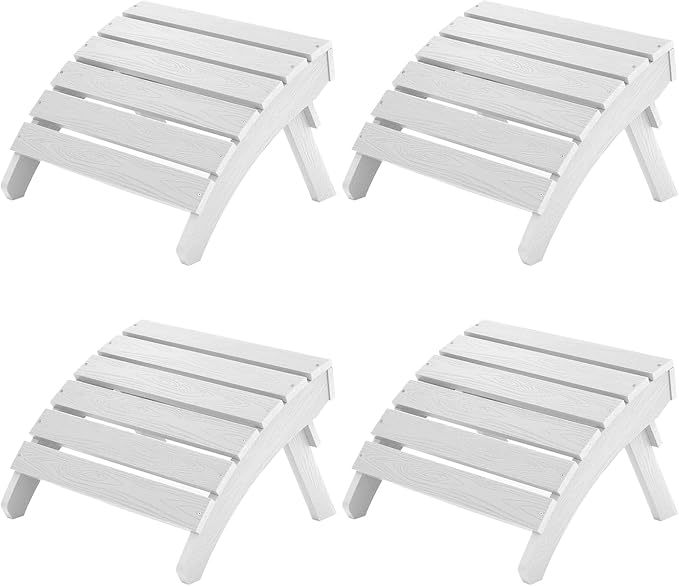 MXIMU Folding Adirondack Ottoman Set of 4: HIPS Plastic Outdoor Footrest Easy by MXIMU