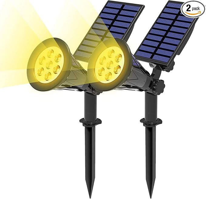 T-SUN Solar Spotlights Outdoor Waterpoof, 7 LED Christmas Solar Lights Outdoor by T-SUN