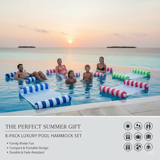 3/5/8 Pack Pool Hammock Upgrated Water Pool Floats, 4-in-1 Multi-Purpose Water - Image 6