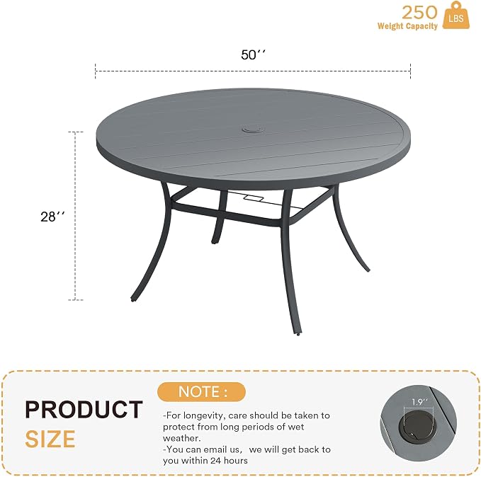 VICLLAX 50" Outdoor Round Patio Table - Image 3