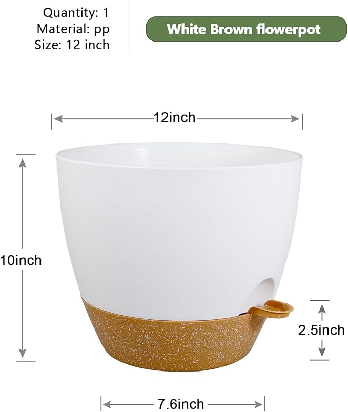 12 inch Large Self Watering Pots, Flower Plant Pots - Image 2
