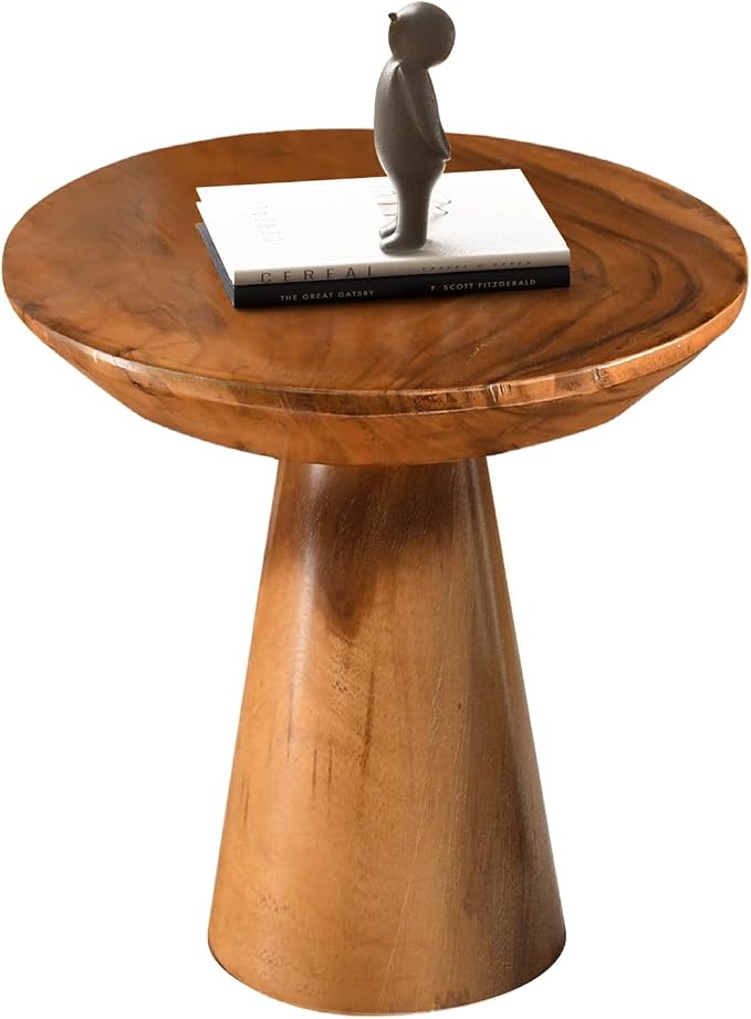 Mushroom Side Table, Teak Stool, Natural Plant Stand - Image 6