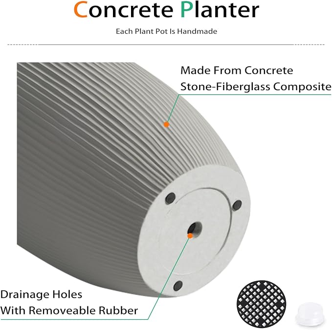 Tall Planters for Outdoor Plants, Large Concrete Flower Pots for Garden Front - Image 6