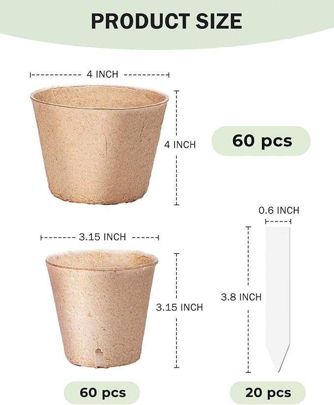 homenote Peat Pots, 3.15/4 Inch 120 Pcs Seed Starting Pots - Image 6