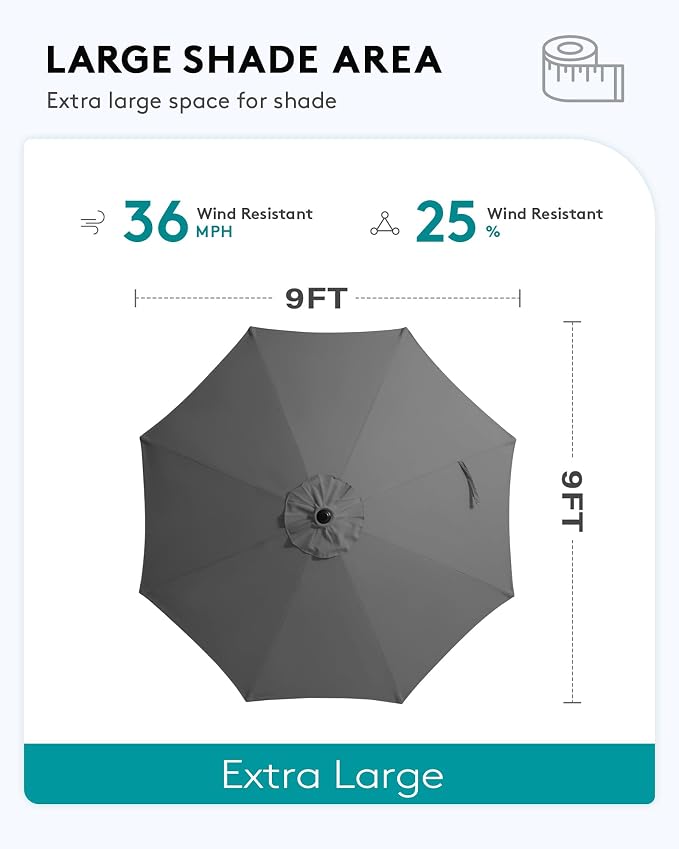 SERWALL Outdoor Bar Set with 9ft Umbrella, All-Weather HDPE Patio Bar Chairs - Image 5