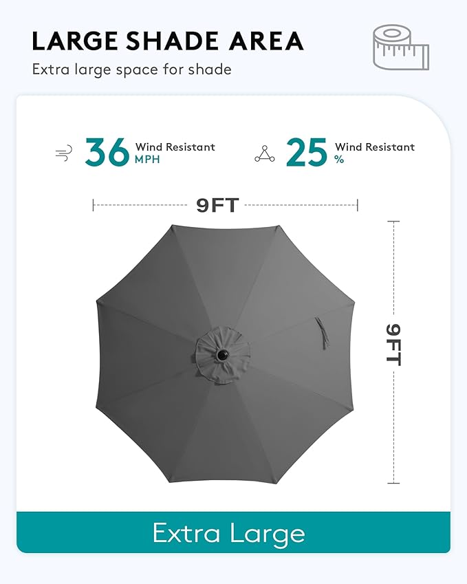SERWALL Outdoor Bar Set with 9ft Umbrella, All-Weather HDPE Patio Bar Chairs - Image 5