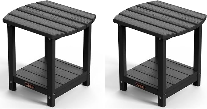 Ciokea Adirondack Outdoor Side Table 2 Pack, 2-Tier Sturdy Patio End Table by CIOKEA
