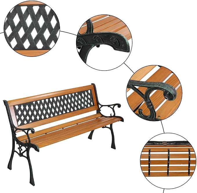 Patio Bench, Outdoor Garden Bench Park Bench, Patio Bench Chair - Image 4