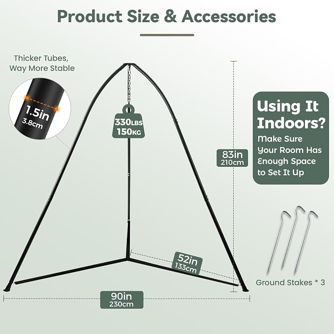 Tripod Hammock Chair Stand for Multi-Use, Heavy-Duty Sensory Swing Stand for - Image 6