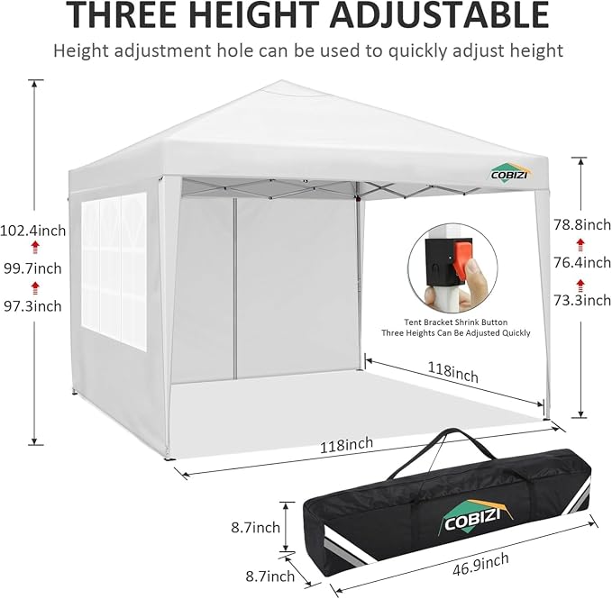COBIZI 10x10 Pop Up Canopy Tent - Image 3