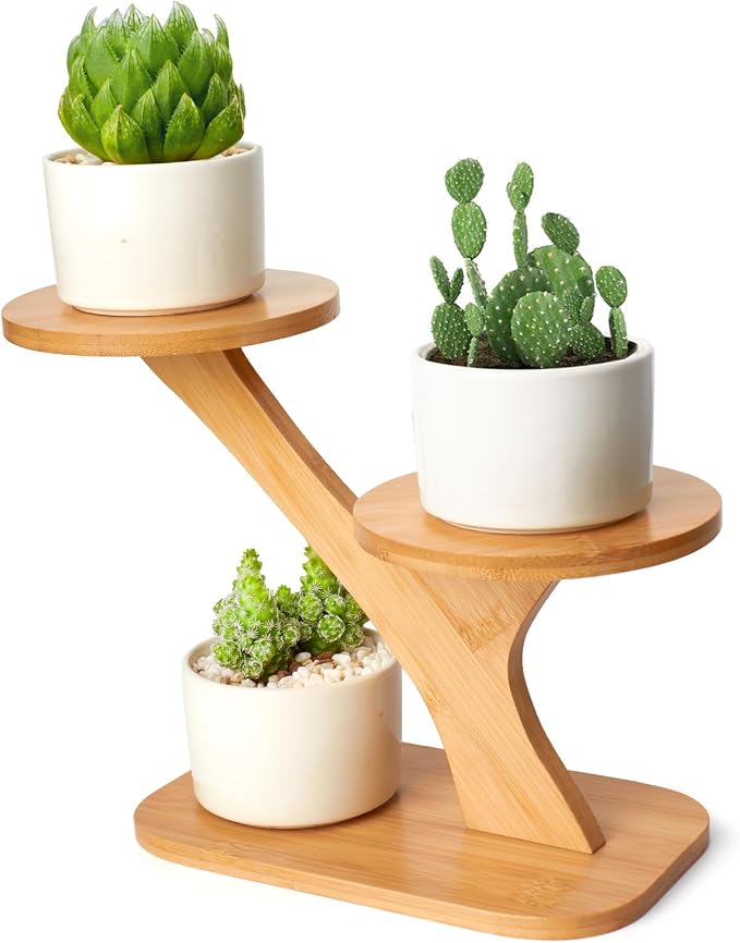 XXXFLOWER Wood Plant Stand for Indoor, Small Desktop Plant Stand, 3 Tier by XXXFLOWER