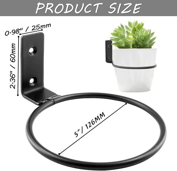 2 Pack 5 inch Flower Pot Holder Ring, Flower Pot Holder Ring Wall Mounted Set - Image 5