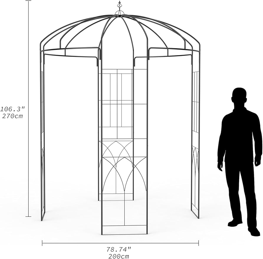 8.8 ft Black Metal Garden Arbor - Image 7