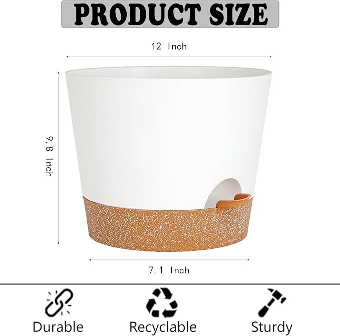 12+12Inch 2Pack Large Flower Pots - Image 3
