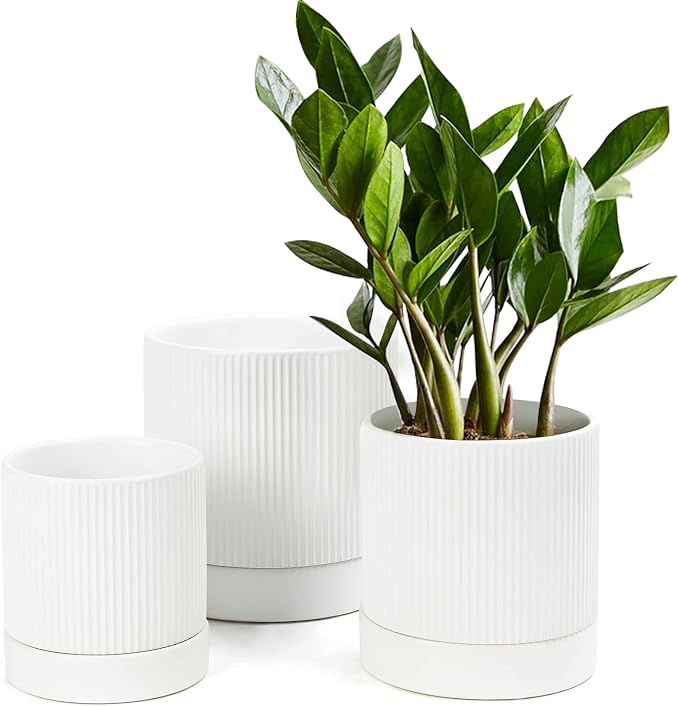 LaDoVita 3 Pack Ceramic Plant Pots 6/5/4 inch, Flowerpot by LaDoVita