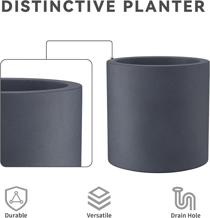 Kante 9.8", 15.7" Dia Round Concrete Planter Set of 3, Modern Style Large - Image 8