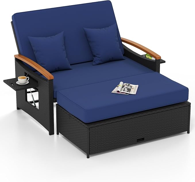 Tangkula Patio Rattan Daybed by TANGKULA