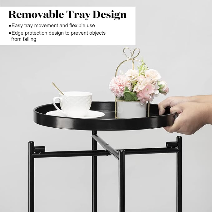 danpinera 2-Tier Round Side Table, Metal End Table - Image 4