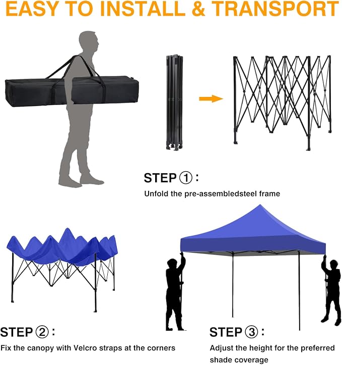 BestOffice Canopy Tent, 10X10 FT Pop Up Canopy Outdoor Instant Tent Slant Legs - Image 7