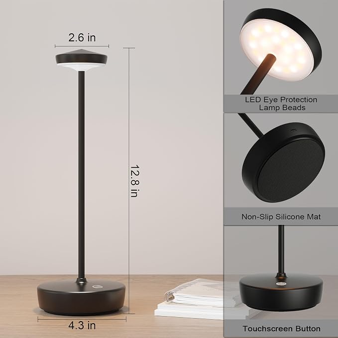 Rechargeable LED Cordless Table Lamp, 5000 mAh Touch Outdoor Table Lamp - Image 3