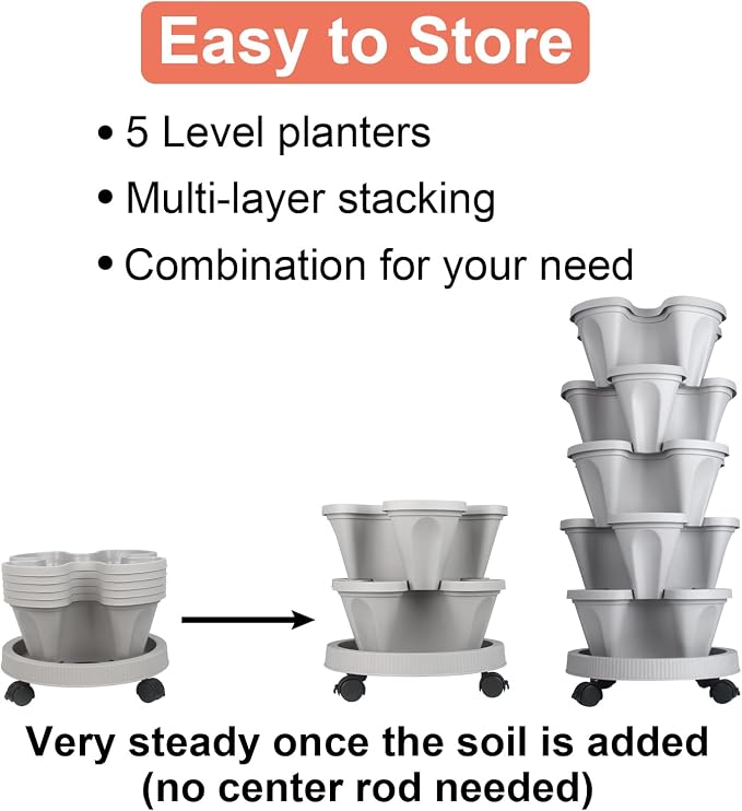 DUNCHATY Stackable Planter, Vertical Garden Planter - Image 7