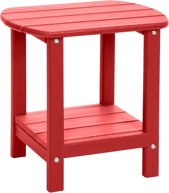 Adirondack Outdoor Side Table, 16.5” HDPE Small Patio Table by LOENIY