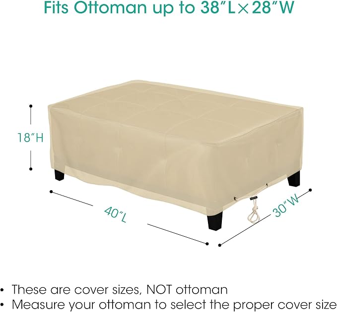 SunPatio Outdoor Ottoman Cover, Heavy Duty Waterproof Rectangular Coffee Table - Image 2