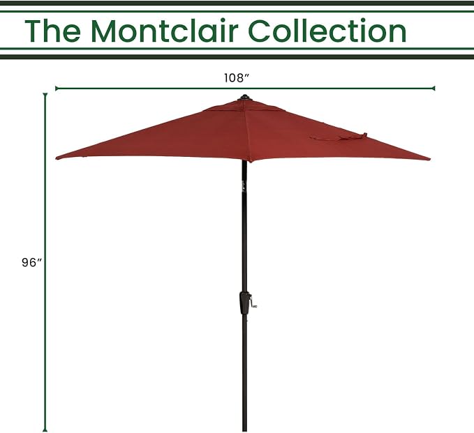 Hanover Montclair 9' Market Outdoor Umbrella, All-Weather, Crank Lever - Image 3